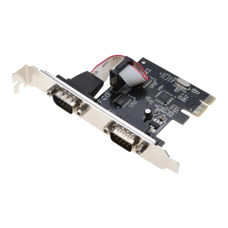 

PCIE 2 Port Serial Expansion Card PCI for EXPRESS PCI-E to Industrial DB9 x2 Serial RS232 COM Port Adapter AX99100 Chip