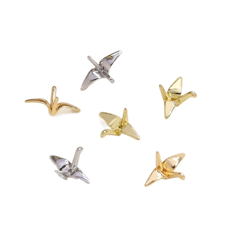 

4pcs Copper Plated Genuine Gold Perforated Thousand Paper Crane Pendant DIY Made Necklace Hair Accessories Bracelet Accessories