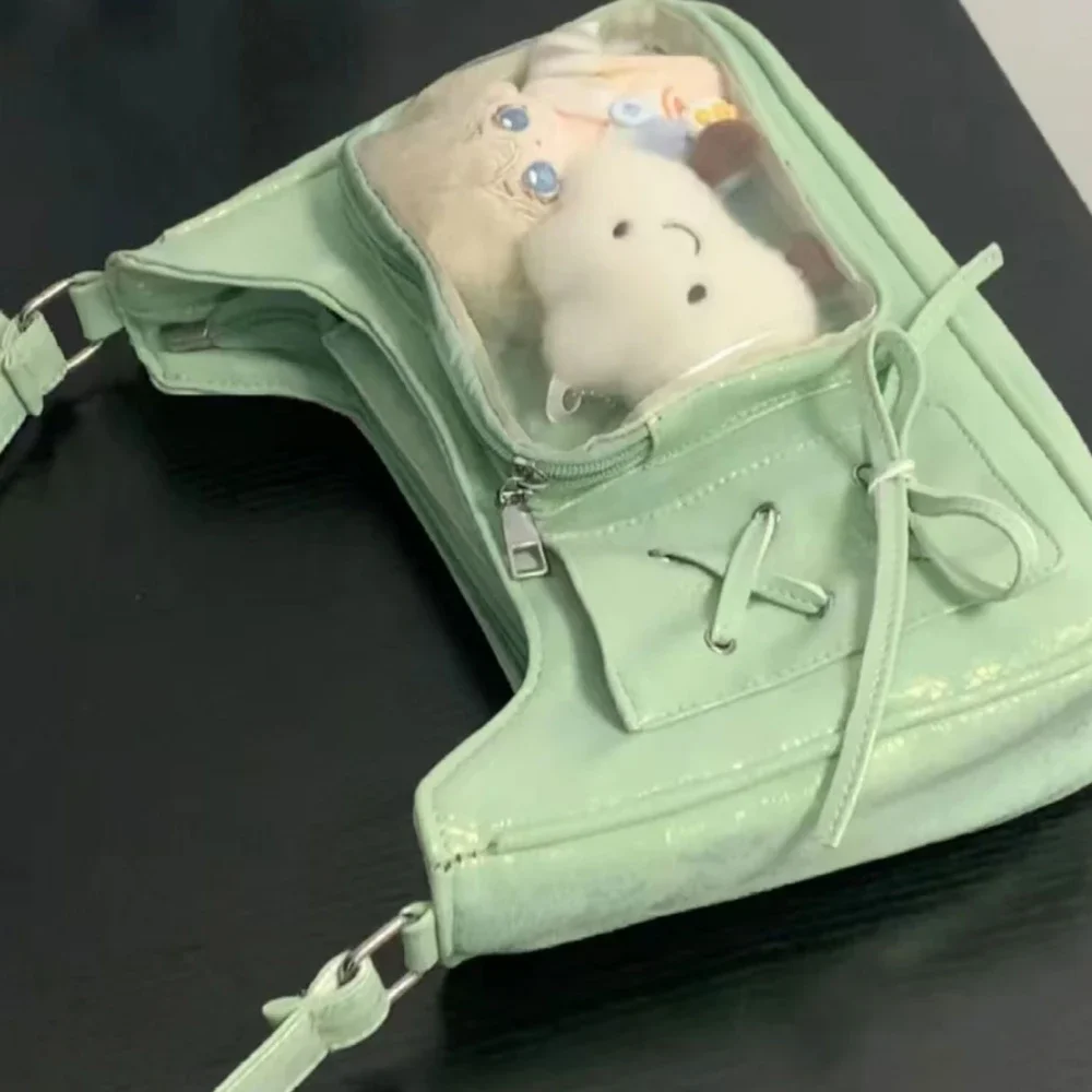 Милая Прозрачная женская сумка из искусственной кожи с лентой униформа JK через