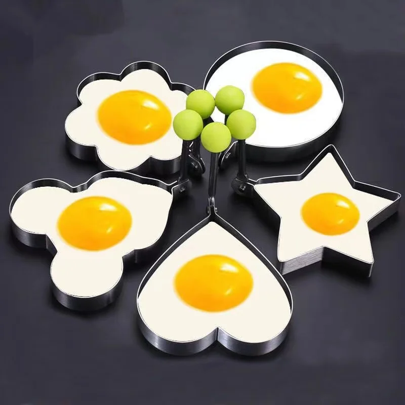 

2mm 304 Stainless Steel Omelette Mold Round Device Non-stick Heart-shaped Pancake Baking Cake Thickening