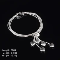 new simple silver plated bracelet love fashion personality hand jewelry womens bracelet heart jewelry