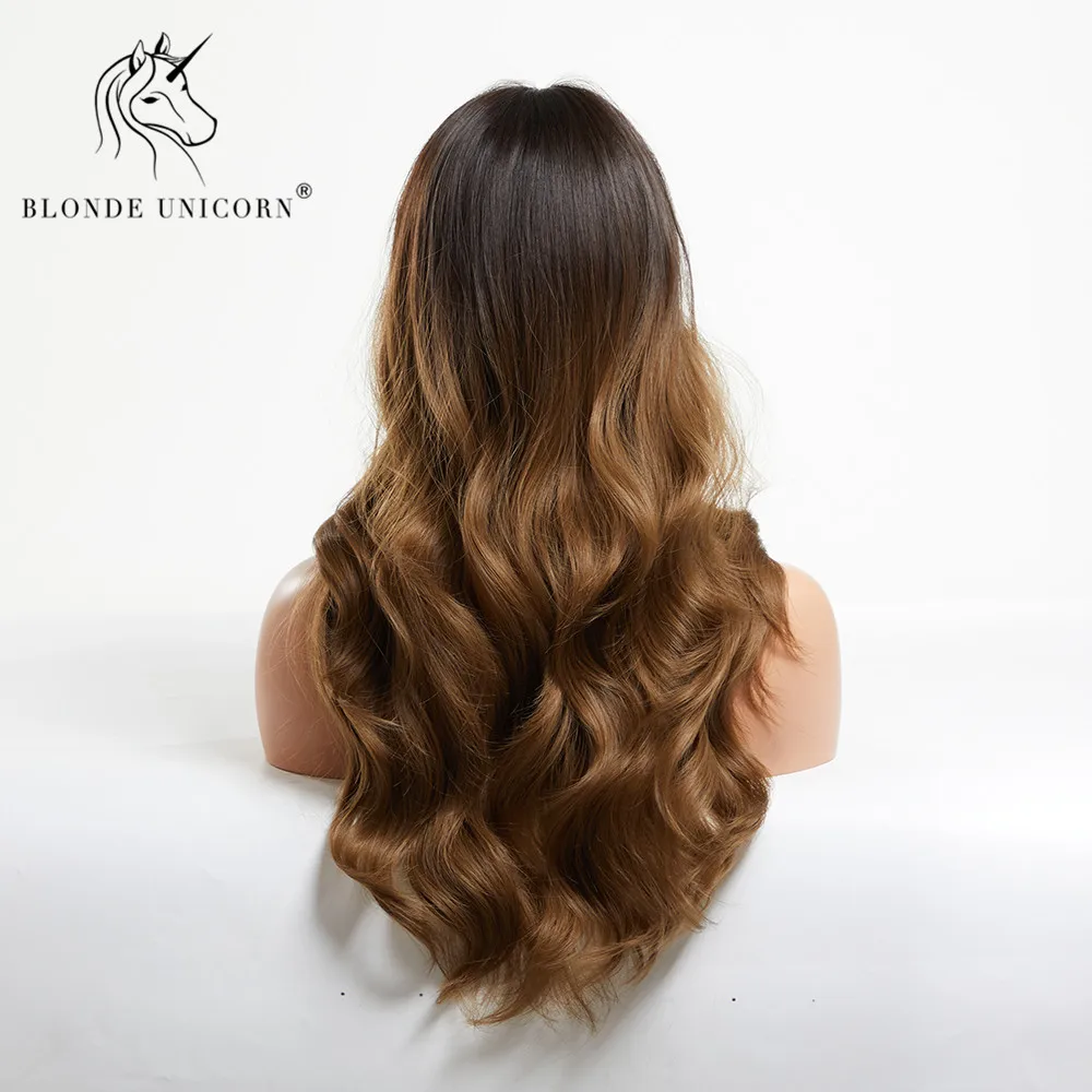 Синтетический парик блонд Единорог Омбре коричневые длинные волнистые парики с