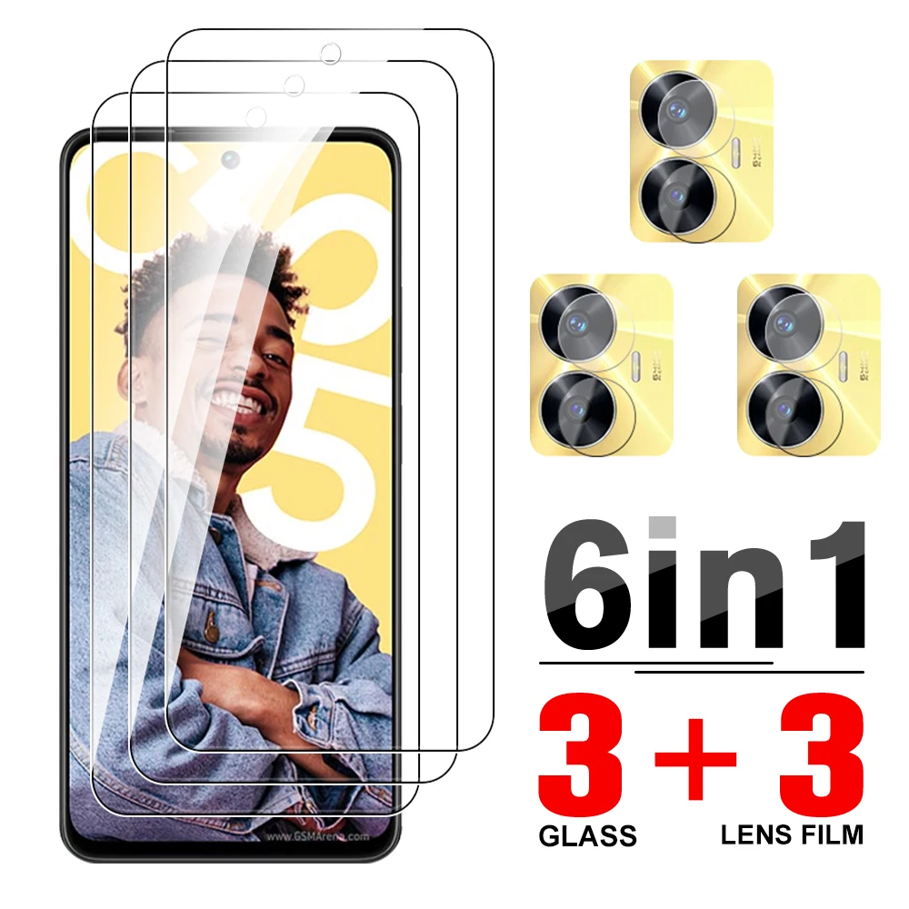 6in1 Protective Glass Case For Realme C55 6.72in Tempered Film For RealmI c 55 55c realmec55 Screen Lens Camera Protector Films