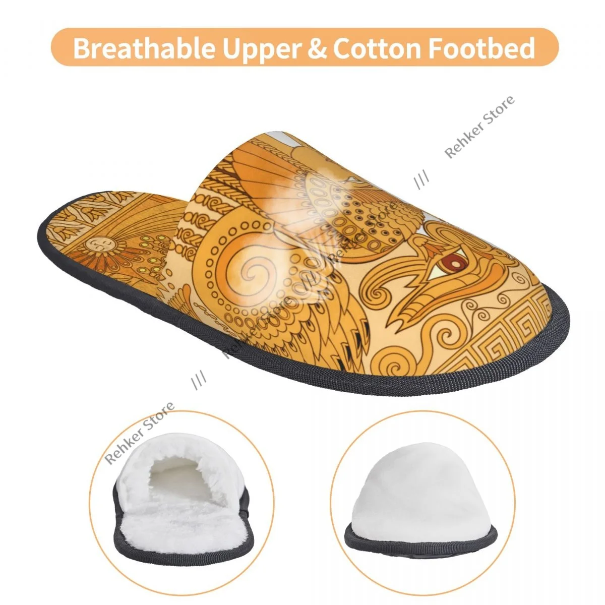 Домашние тапочки египетской королевы с сакральным котом плюшевые осенне-зимняя