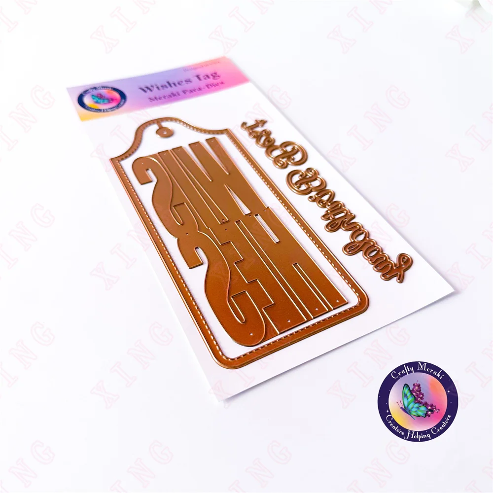 

Scrapbook Decoration Stencil Embossing Molds Diy Handmade Craft Christmas Arrival New Metal Cutting Dies Wishes Slimline Tag Die