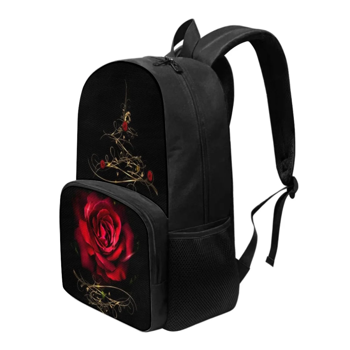 FORUDESIGNS Personal Custom DIY Gothic Rose Print Backpack Female School Supplies Satchel School Bag For Kids Boys Girls Backpag