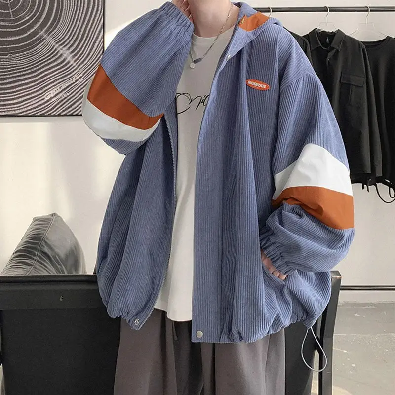 Весна-Осень 2021 мужская куртка кардиган контрастных цветов вельветовое пальто с