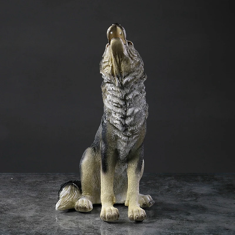 

Voice Simulation Wolf Figurines American Animal Statue Home Decoration Accessories Garden Office Room Interior Decor