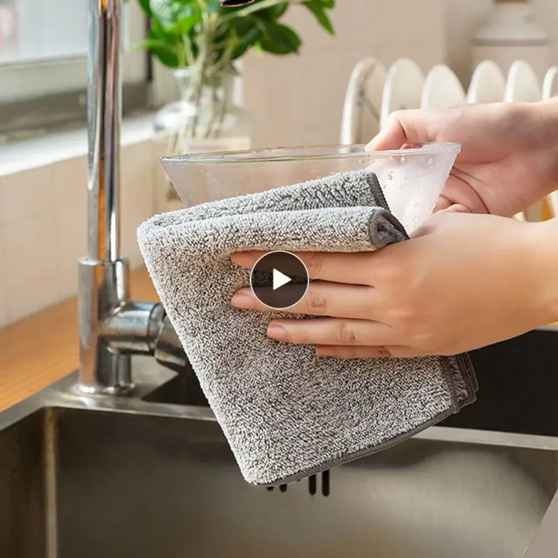 

Microfiber Bamboo Charcoal Dishcloth Absorbent Cleaning Dish Cloth Washing Non-stick Oil Cleaning Cloth Rags Water Household
