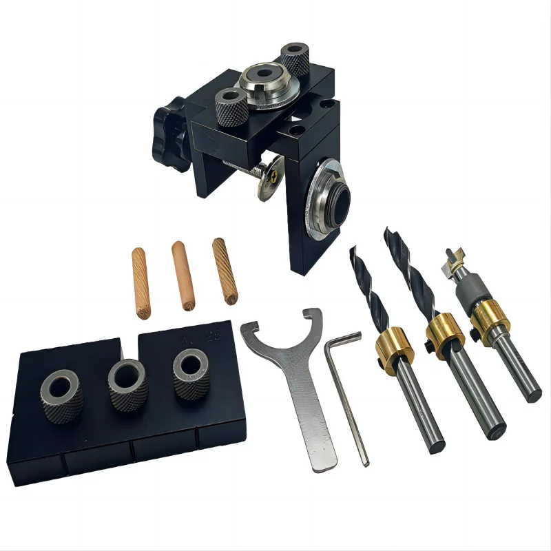 

3 in 1 Doweling Jig Drill Kit Pocket Hole Woodworking Puncher Locator with 8/10/15mm Fixture for Woodworkers