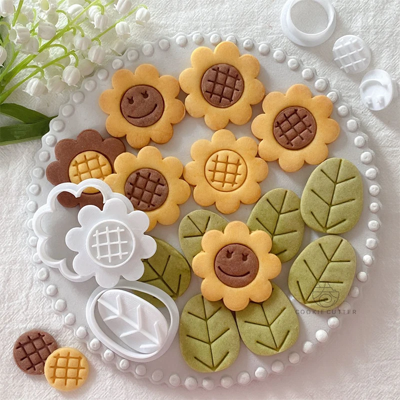 

1 Set Sunflower Cookie Mold Creative Sun Flower Combination Mold Leaf Flower Fondant Frosting Biscuit Cutter Baking Cake Tools