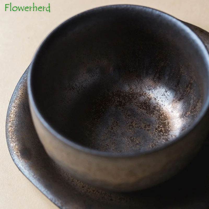 Кофейная чашка и блюдце в скандинавском стиле с ржавчиной керамическая чайная