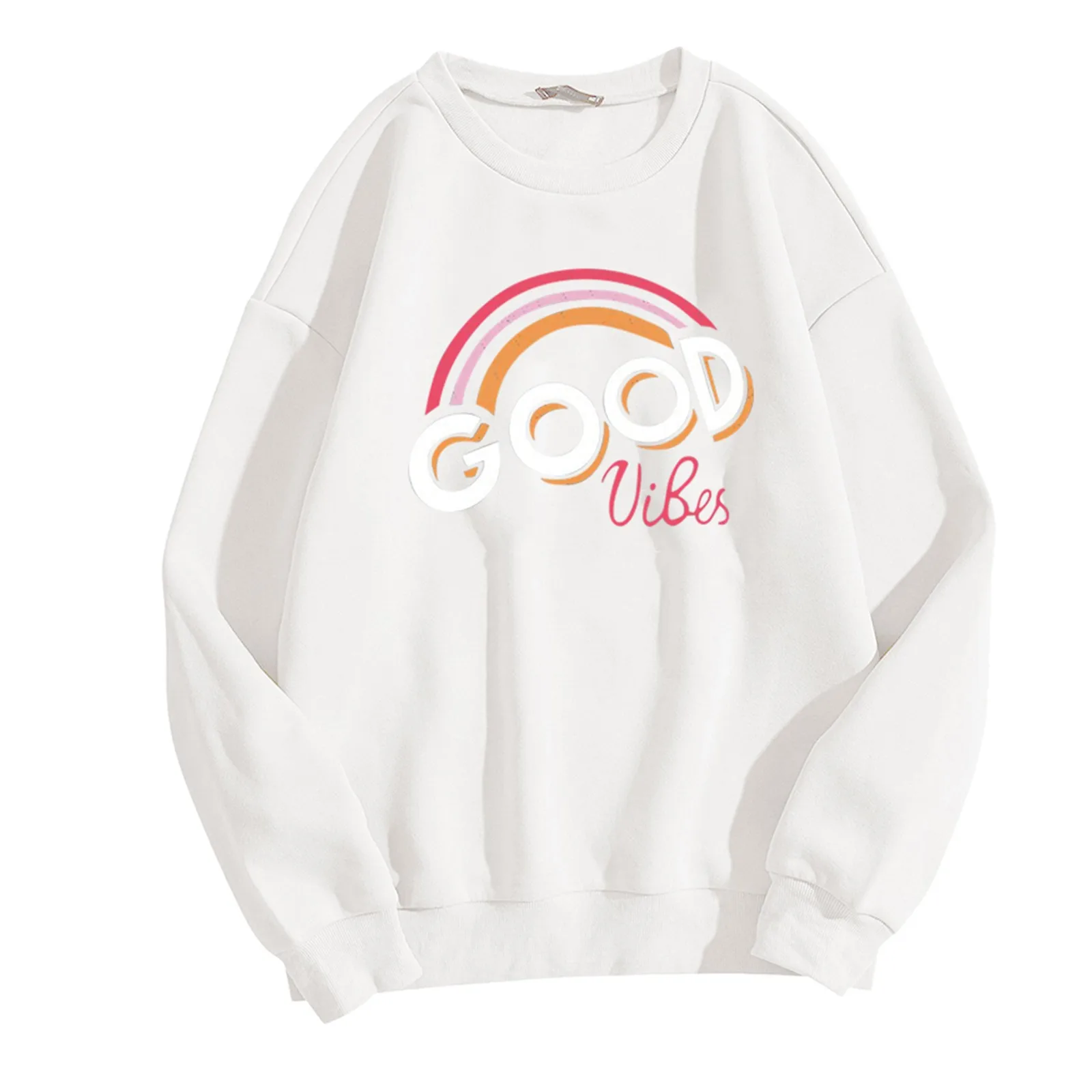 

Женский пуловер с радужной надписью и графическим принтом, свитшоты с длинным рукавом, свободные топы с круглым вырезом, толстовка без косточек для женщин на осень