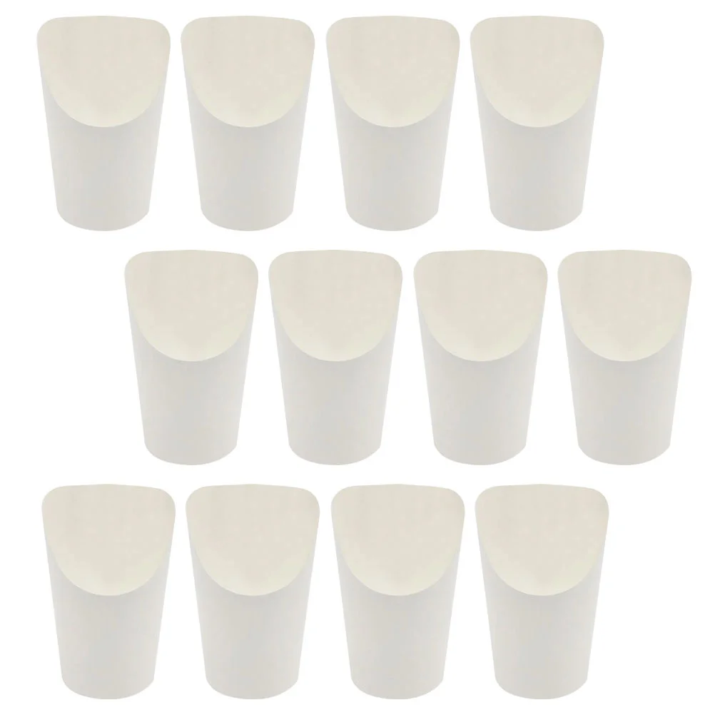 

50 Pcs Chip Cup Disposable Containers Portable Paper Mug Oblique Fries Bracket Kraft