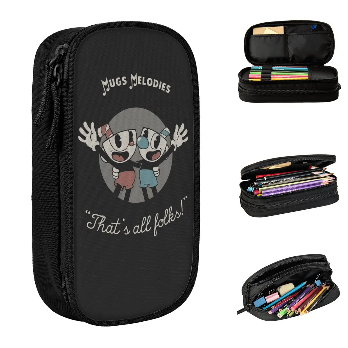 Cases Game Mugman Cup Mouse Gamer Pencil Pouch Pen Holder Large Storage Bag Office Gifts Stationery