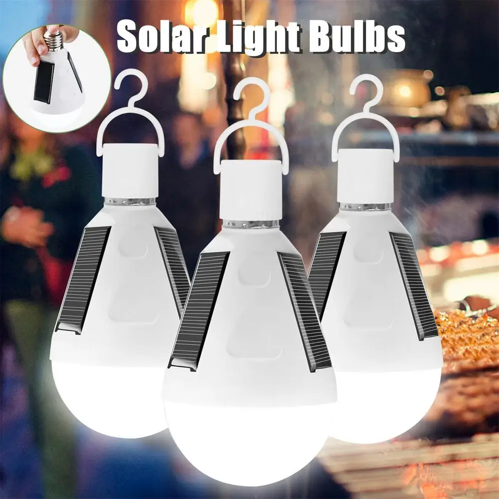 

12w Led Solar Panel Light Bulb Portable Energy Saving High Brightness Camping Tent Lamp For Indoor Outdoor Dropshipping