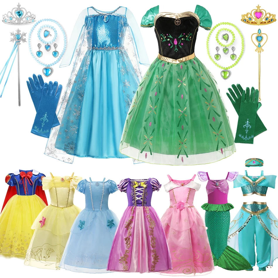 Платья принцессы Эльзы и Анны Холодное сердце для девочек Аврора Белль