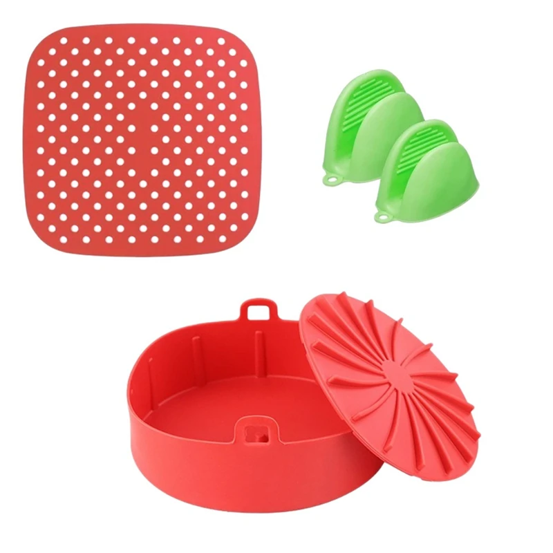 

Air Fryer Silicone Pot Accessories Kit Air Fryer Liners Silicone Air Fryer Basket Mat With Mini Silicone Oven Mitts