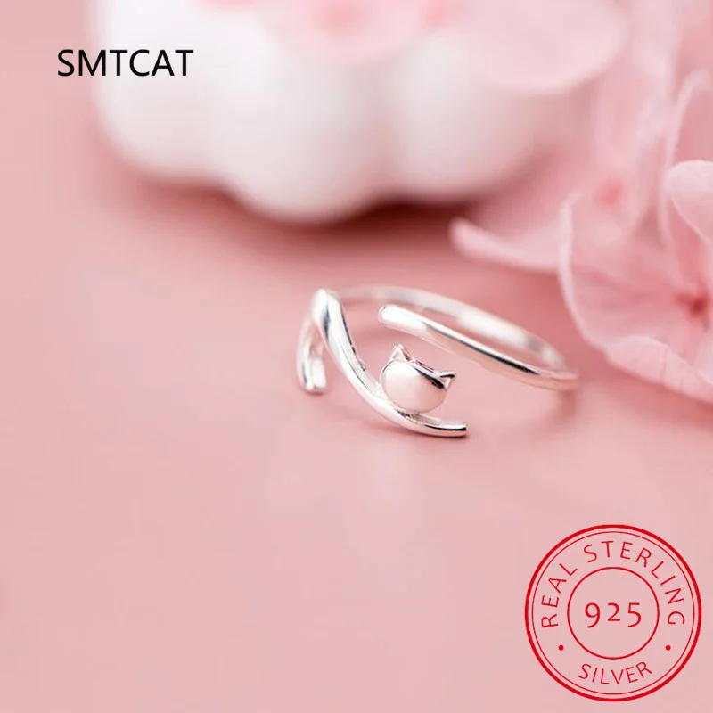 Женское серебряное кольцо с длинным хвостом регулируемое обручальное