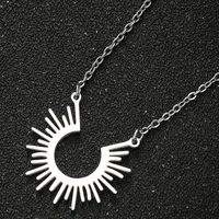 2022 summer new simple women necklace stainless steel sunflower geometric pendant necklace