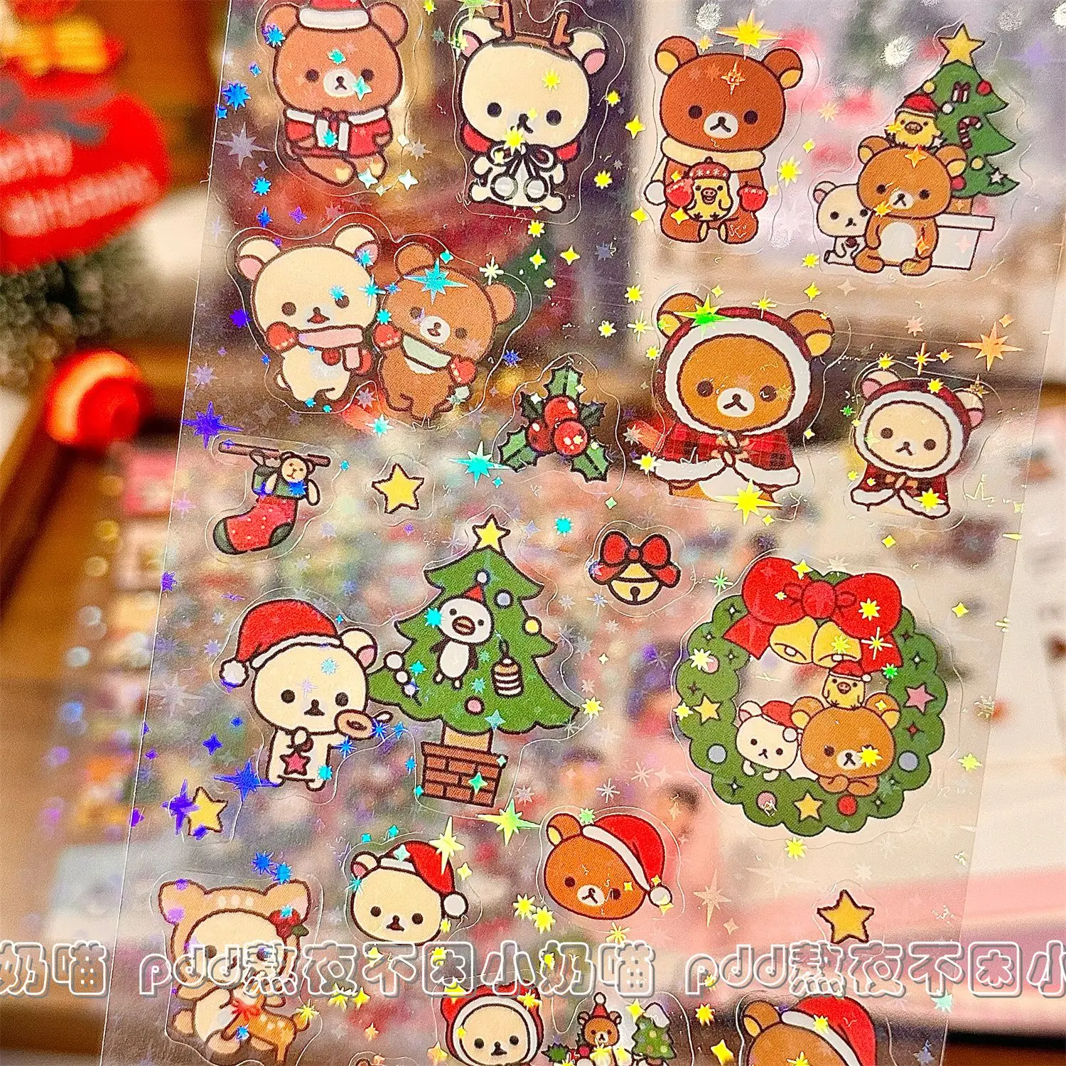 10 шт. Kawaii Rilakkuma Рождественский стиль милый мультфильм вырезанная пленка наклейка