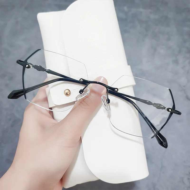 Очки для близорукости мужчин и женщин модные многогранные без оправы компьютер в