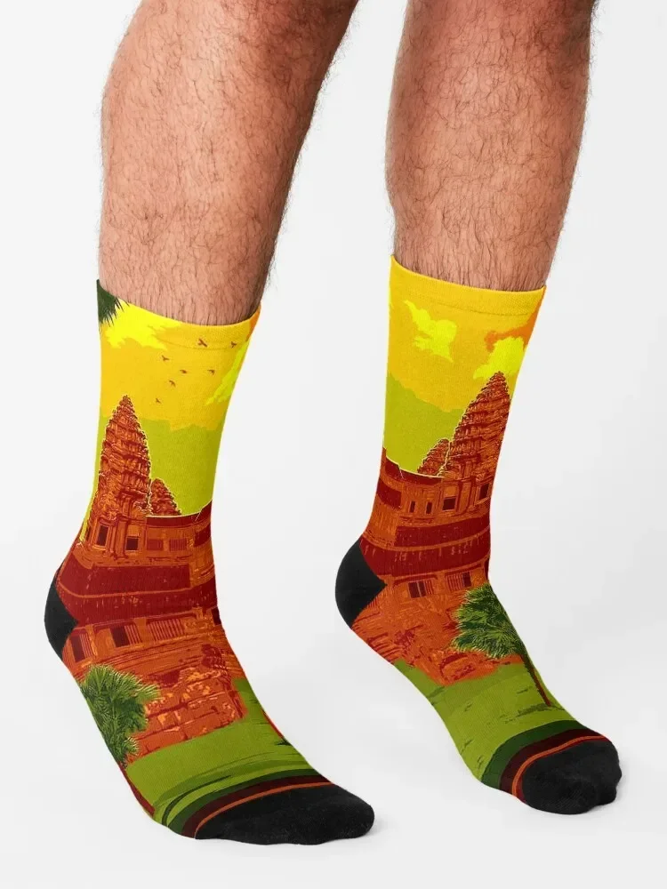 Носки компрессионные с принтом храма анти-скользящие для мужчин и женщин