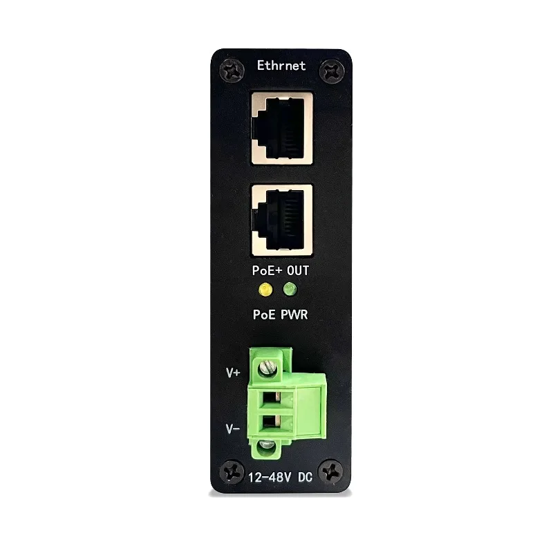 Фото Промышленный PoE-инжектор для DIN-рейки 10G 90W IEEE802.3bt, PoE-адаптер-мидспэн, широкий диапазон входного напряжения 12-48В DC, сетевое оборудование питания №1
