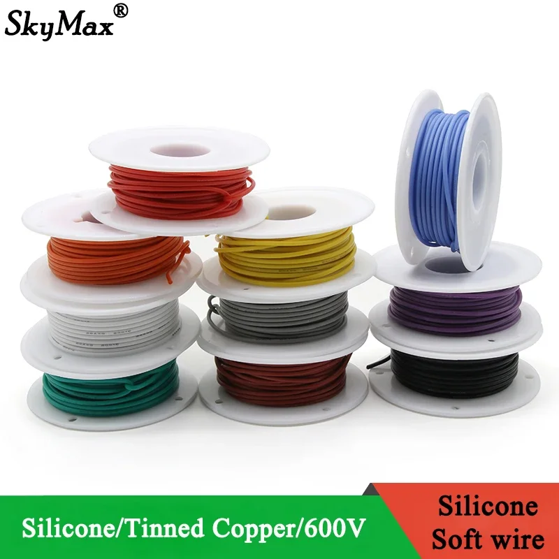Гибкий силиконовый провод в рулоне 30/28/26/24/22/20/18/16AWG резиновый изолированный
