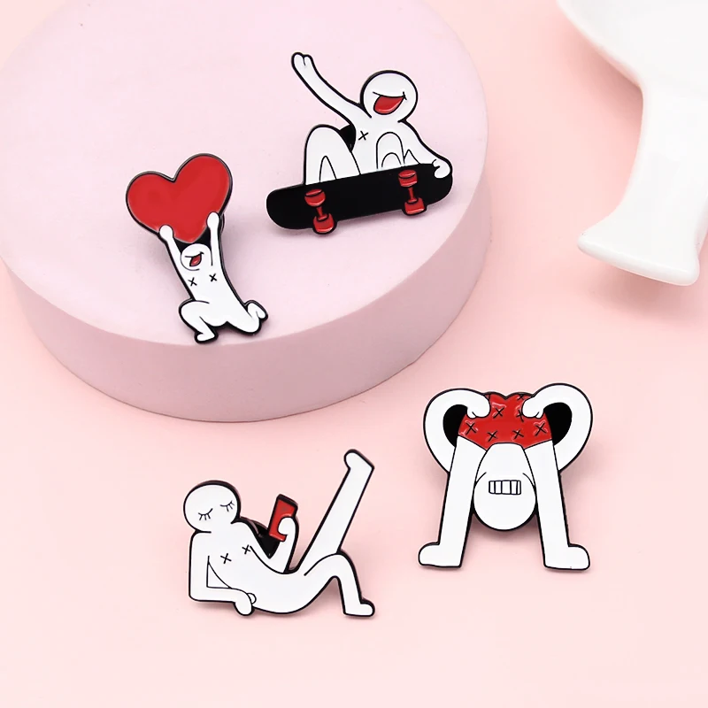 Серия брошей красное сердце спортивные штаны катанер для мальчиков люди