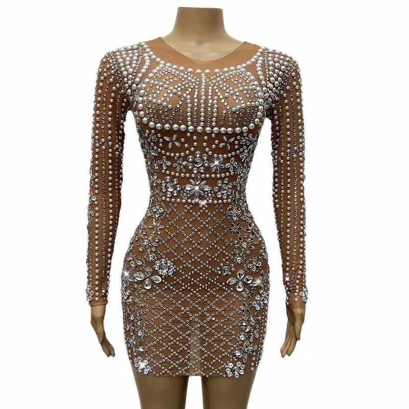 

2023 Women's Clothing Diamond O-neck LongSleeve Fall Outfits Black Bodvcon For BirthdaySexy Nightclub Party Dresses VestidosC014