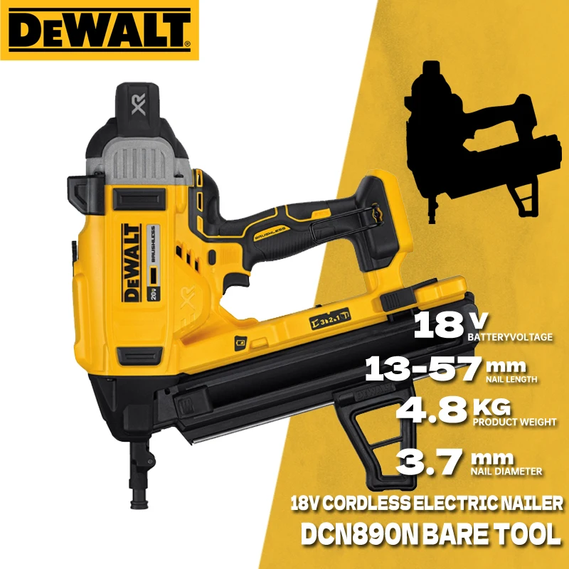 DEWALT DCN890 Cordless Concrete Nailer 18V Brushless Power Tool High Speed Concrete Nailer Woodworking DCN890N Steel Nail Gun