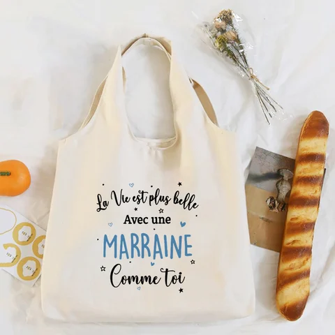 Do You Want To Be My Godmother Сумка-тоут с принтом Женские сумки для покупок Godmothers Запрос Сумка Холст Сумка для Marraine