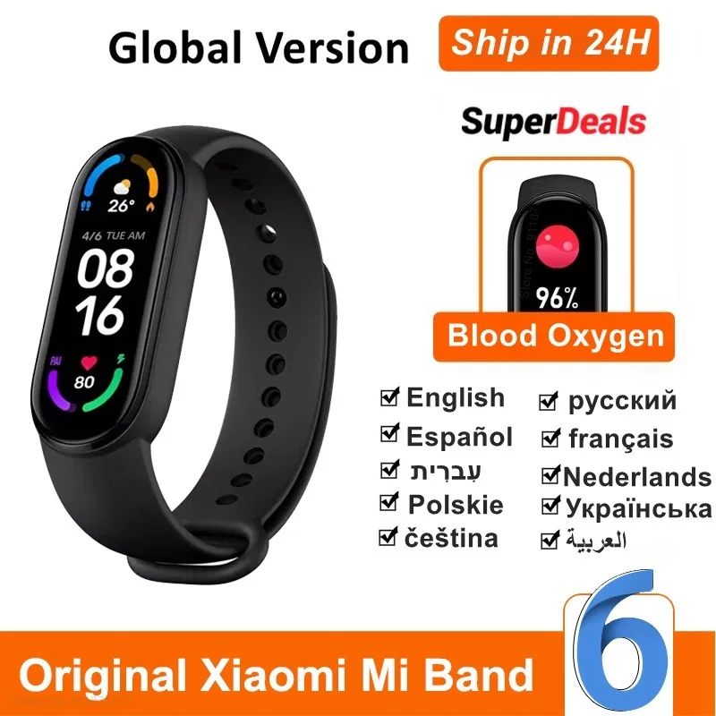 

Xiaomi Mi Band 6 Global Version Smart Bracelet 5 Color AMOLED Blood Oxygen Mi Smart Band Fitness Tracker Miband 6 Original Bend