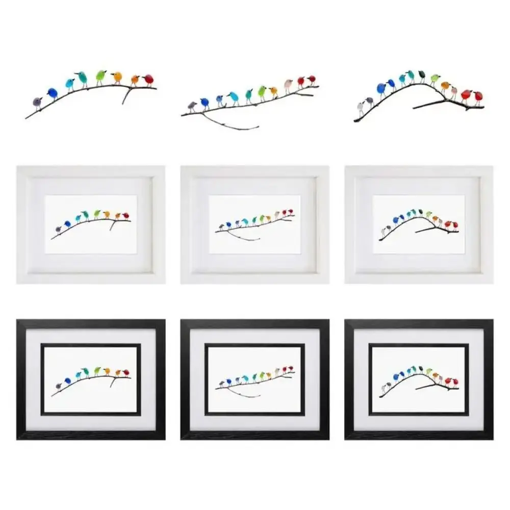 

Sea Glass Rainbow Bird Ornament Wood Photo Frame Glass Bird Animal Figurine Statue for Window Hanging Desk Decoration Ornaments