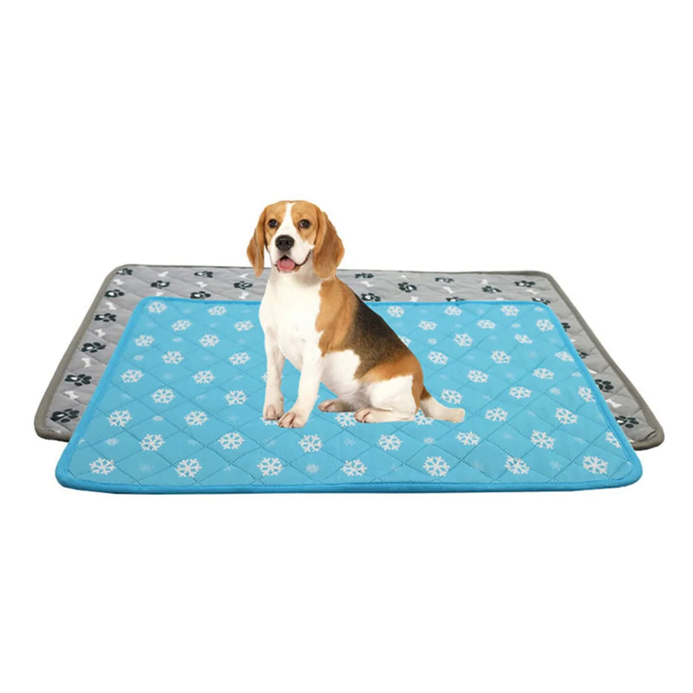 

1PCS Summer Ice Silk Cool Pet Pad Portable Comfortable Breathable Machine Washable Dog Cat Print Anti-Slip Pad