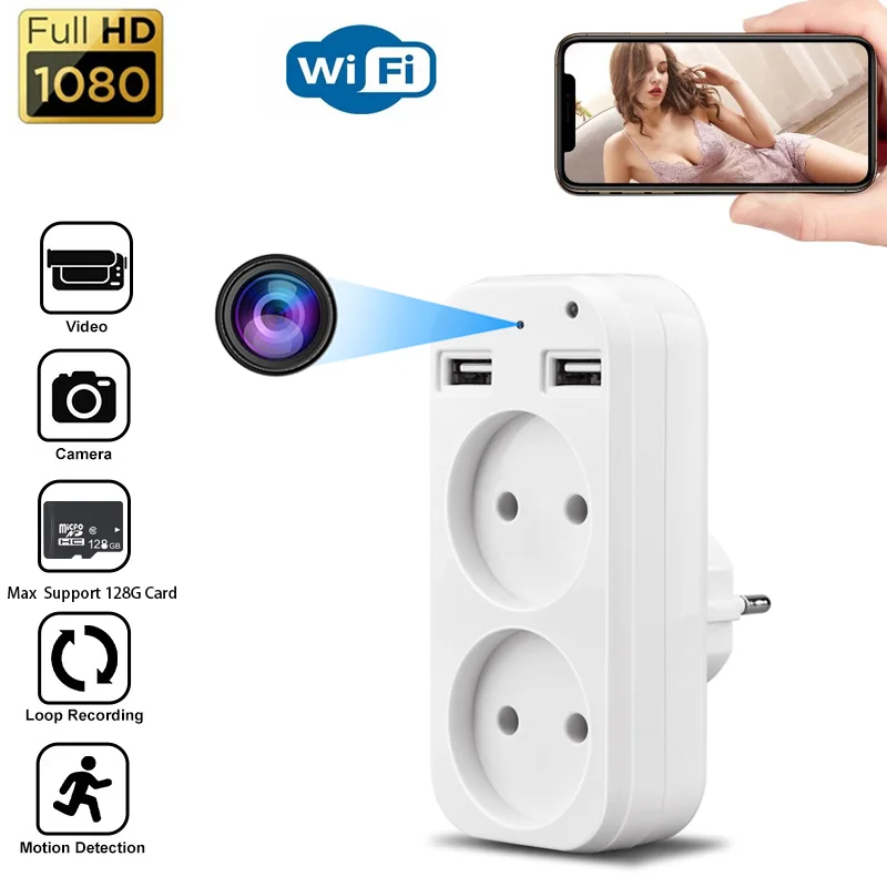 

Настенная розетка стандарта ЕС мини-камера с USB интерфейсом, HD портативная Бытовая вилка, беспроводная IP-камера, Wi-Fi, удаленный мониторинг, новинка