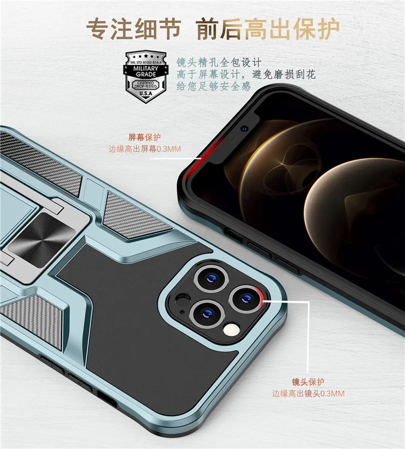 Case For Iphone 14 13 12 11 Pro Xs Max 8 7 Armor Designed Shockproof Rugged Military Grade Protective Slide Lens Protector Case