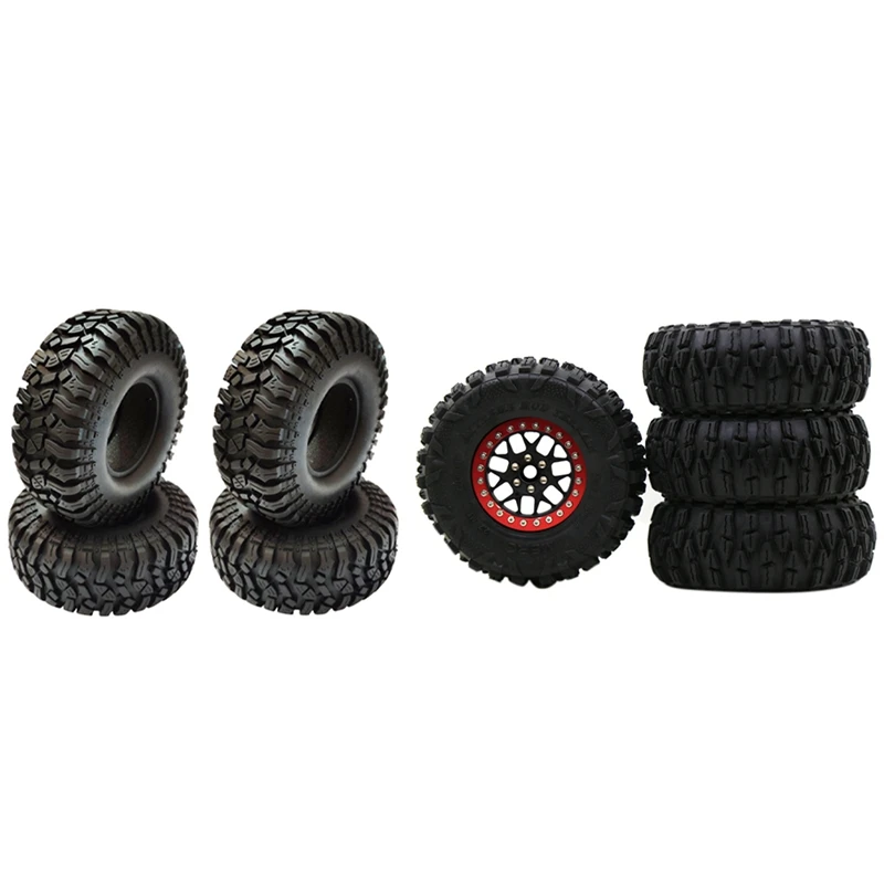 

2 Set RC Car Part: 1 Set 112Mm Rubber 1.9 Inch Wheel Tire Tyre & 1 Set Metal 2.2 Beadlock Wheel Rim Tires Set