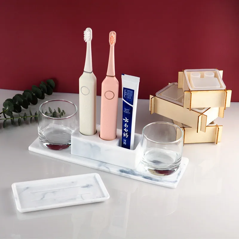 

A Variety Of Toothbrush Insert Storage Rack Toothbrush Mouthwash Cup Storage Box Mirror Silicone Mould