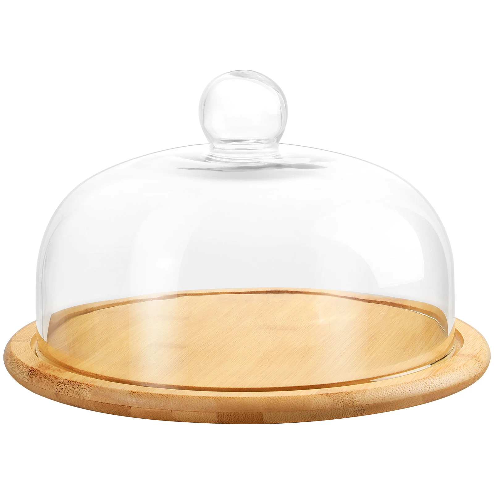

Cake Stand Dome Glassstands Clear Dishcupcake Display Lid Wood Covers Tray Cover