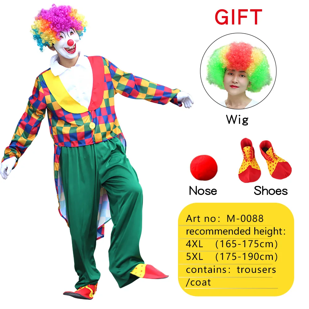 Костюм клоуна для вечевечерние Женский смешной костюм с маской париком обувью