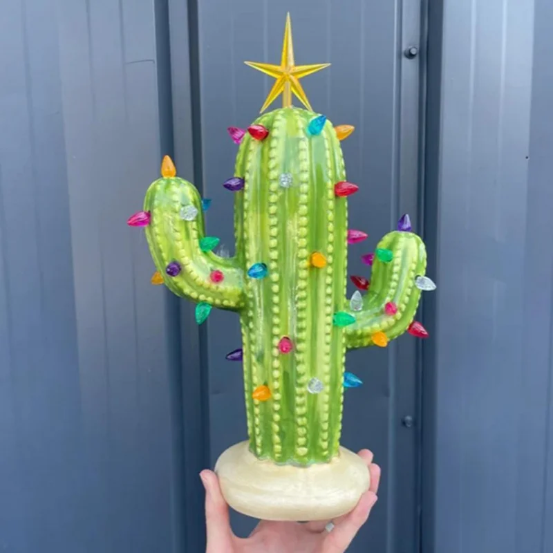 

Resin Night Light Cactus Tree Modern Retro Living Home Desktop Decoration LED Christmas Christmas Vintage Ceramic Christmas