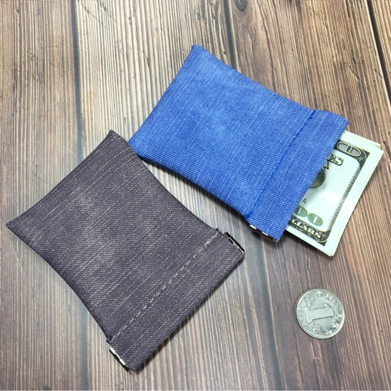 

Women Men Frosted Leather Mini Coin Change Purse Wallet Strong Metal Spring Clo