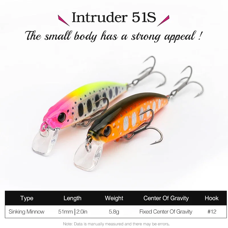 Фото Тонущая блесна TSURINOYA Intruder 51S, приманка для рыбной ловли в реке, 51 мм, 5,8 Г, искусственная жесткая приманка для форели Ajing Jerkbait, приманки для реки №2
