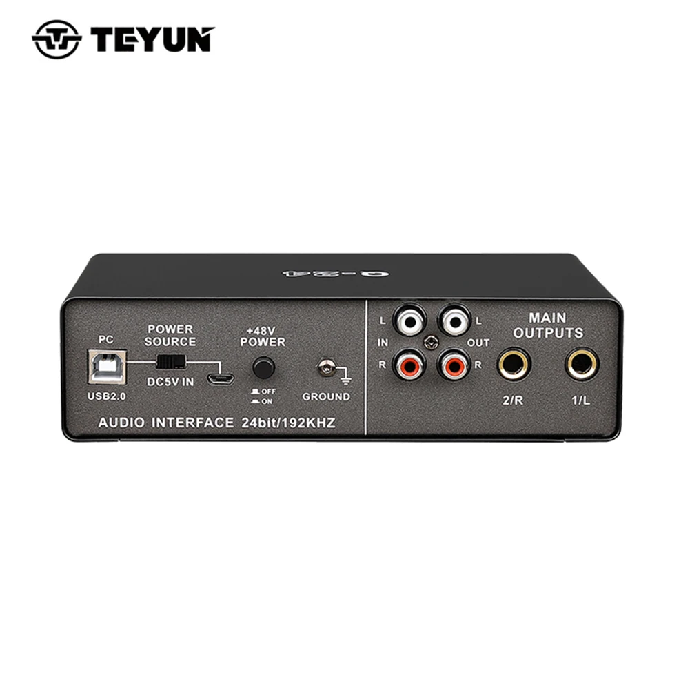 

Q-24 Audio Interface Sound Card 2 in 4 Out Monitor Electric Recording Professional USB 2.0 External Soundcard for Live Broadcast