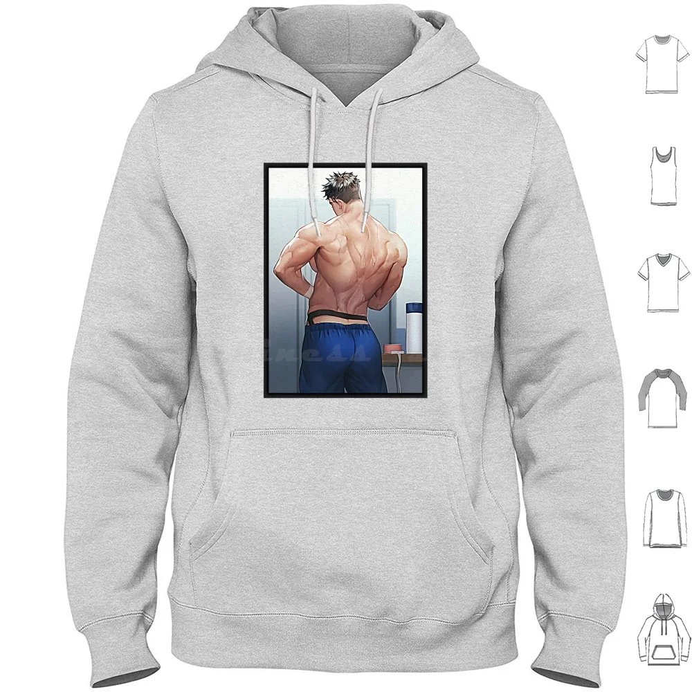 

Dr. Jockstrap Hoodie cotton Long Sleeve Animecore Bara Yaoi Anime Bara Tiddies Manga Gym Art Queer Art Muscle Bottom Top Bulge