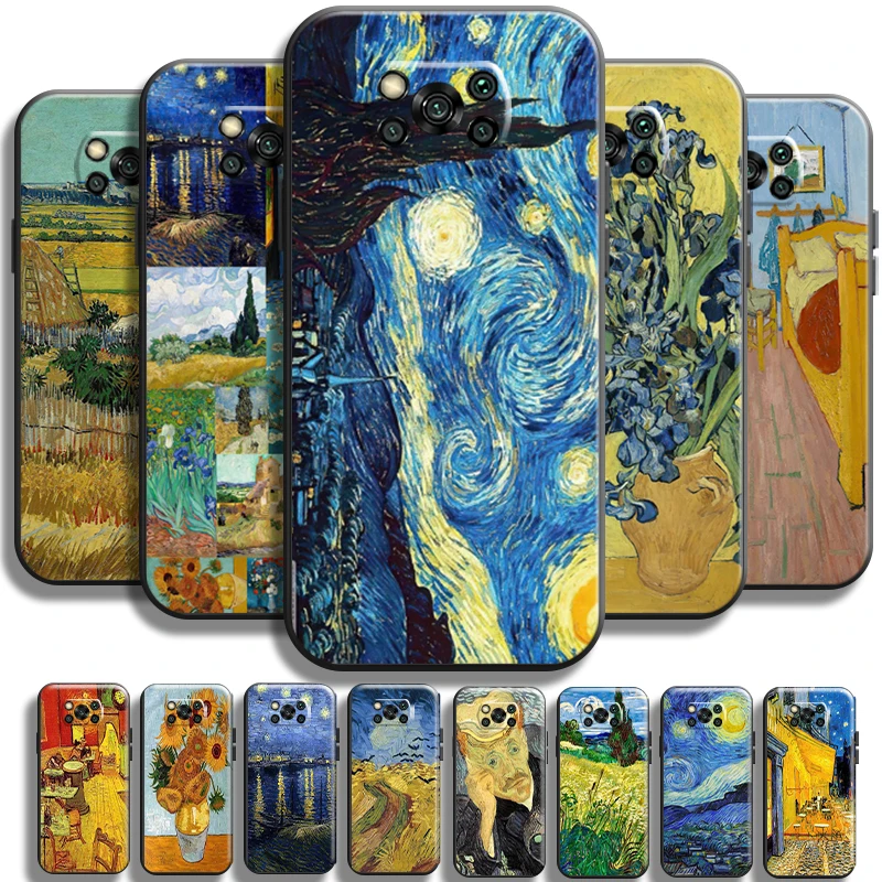 

Van Gogh Oil Painting Starry Sky For Xiaomi Poco X3 Pro NFC For POCO X3 GT Phone Case Back Black TPU Cases Carcasa