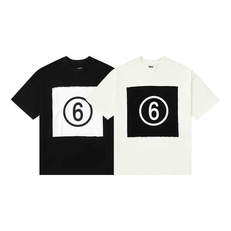 

margiela unisex style summer short sleeve t-shirt MM6 patch number 6 loose casual men and women couple unisex combed cotton tops