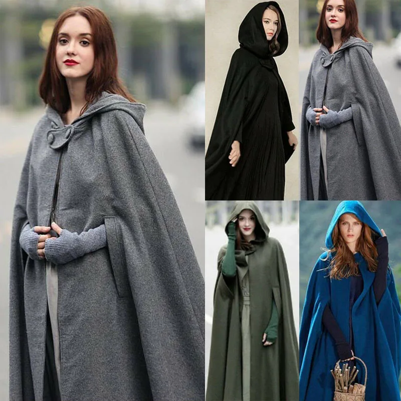 

Kayotuas Womens Long Cape Cloak Hooded Wool Blend Coat Sleeveless Winter Cardigan Batwing Sleeve Jacket 2022 Hot Sale